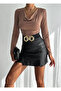 Women's Beige Degaje Collar Side Gathered Long Sleeve Sandy Blouse Hzl24W-Fry122481 - 2
