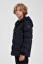 Dark Blue Boy's Water and Windproof Thick Fur-Lined Coat & Overcoat - 2