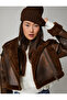 Elastic Knitted Beret with Wide Layers on the Edges