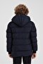 Dark Blue Boy's Water and Windproof Thick Fur-Lined Coat & Overcoat - 6