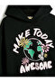Hooded Sweatshirt Long Sleeve Print Detailed Raised - 5