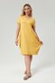Women's Large Size Yellow Dress with Pocket and Sleeve Mesh Detail