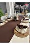 Aura Cotton Stain-Resistant Brown Long Runner (Napkin Not Included) - 4