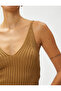 Crop Knitwear Undershirt with Straps V-Neck - 5