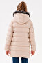 Girl's Beige Fleece Inside Furry Waterproof Thick Detachable Hooded Coat Coat - 3
