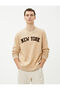 City Printed College Sweatshirt - Crew Neck, Long Sleeve, Raised