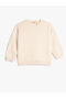 Basic Sweatshirt Ruffled Crew Neck