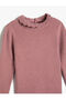 Basic Sweatshirt Sheer Embroidered Collar Buttoned at Back Long Sleeve - 3