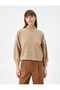 High Collar Sweatshirt Balloon Sleeves Low Shoulders - 3