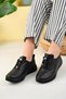 Black Skin Stretch Women's Stylish Daily Comfortable Orthopedic Pu Leather Non-Slip Sole Ballerina Shoes - 4