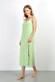 Rope Strap Long Slit Combed Cotton Nightgown 90125 Pistachio Green - 5