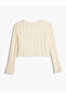 Crop Sweatshirt Textured Long Sleeve Crew Neck - 2