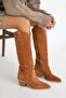 Merlot Women's Genuine Leather Suede Boots Tan - 3