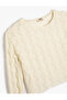 Crop Sweatshirt Textured Long Sleeve Crew Neck - 3