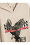 Hooded Sweatshirt Eagle Printed Long Sleeve Ribbon - 3