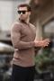 Mink Zipper Collar Long Sleeve Knitted Sweater 7286 - 2