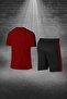 Men's Burgundy Dri-Fit Pocket Unprinted Crew Neck Athlete T-Shirt Shorts Bottom Top Two-Piece Set (S -3Xl) - 4