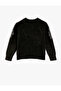 Plush Sweater with Floral Pattern, Long Sleeves, Crew Neck - 2