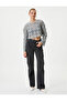 Openwork Crop Sweater Crew Neck Long Sleeve - 2