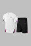 Men's White Dri-Fit Unprinted Crew Neck Short Sleeve Comfort Bottom Top Set Shorts T-Shirt Set (S-3Xl)