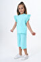 Girl's Sleeve Guipure Detailed Capri Set - 2