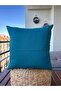 Punchhatolyesii Tulip Design Punch 100% Hand Embroidered Handmade Petrol Blue Color (43X43) - 4