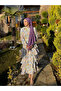 ELB006 - Floral Print Dress with Ruffle Hem and Belt Detail - 4