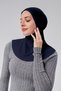 Women's Practical Hijab with Sports Neck Collar, Snap-On Bonnet, Combed Cotton Fabric S200 - Navy Blue - 3