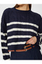 Crop Knitwear Sweater Crew Neck Long Sleeve with Hair Braid Motif - 5