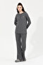 Women's Gray Melange Crew Neck Sweater 50253028-Vr086 - 3