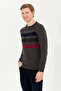 Men's Gray Melange Crew Neck Sweater 50255272 -Vr086 - 3