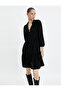 Midi Dress Long Sleeve High Collar Button Detailed Textured Viscose Fabric - 2