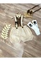 Handmade Teddy Bear Concept Cream Coffee Baby Boy Shorts Salopet