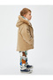 Hooded Coat Zippered Wind Cover Pocket Cotton Lined - 2