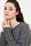 Women's Gray Melange Crew Neck Sweater 50253028-Vr086 - 2