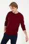 Men's Claret Red Crew Neck Knitwear Sweater 50258306 -Vr014 - 3