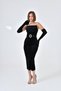 women's strapless gloved french velvet evening dress NBS9334 - 2