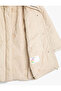 Oversize Long Coat Quilted Faux Fur Detailed Hooded Plush Lined Inside With Flap Pockets Zippered - 4