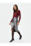 Melis Ağazat X - Metallic Shiny Double-Breasted Midi Skirt with Slit and Draping Detail - 2