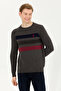 Men's Gray Melange Crew Neck Sweater 50255272 -Vr086
