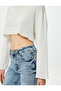 Crop T-Shirt Knitted Wide Sleeves Relaxed Cut Crew Neck - 5