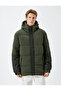 Puffer Jacket Hooded Printed Zipper Detailed Pocket - 3