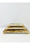 Travertine Presentation Set, Presentation Service Set, Set of 3 Gold Top Feet - 2