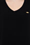 Women's Black V-Neck Basic T-Shirt 50246033 -Vr046 - 6