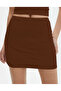 Dark Brown Elastic Waist Tight Mini Skirt