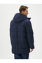 Inflatable Jacket Hooded Label Printed Pocket Detailed Zippered Snap Button - 4