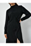 Long Sleeve Midi Dress Draped Slit Viscose - 5