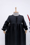 Girl's Linen Dress Zehra Model Long Hijab Dress Black Color - 6
