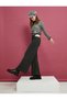 Straight Wide Leg Window Detailed Trousers with Chain Detail Pockets - 2