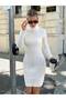 Hairbraided Ecru White Dress with Full Fishneck Collar - 4